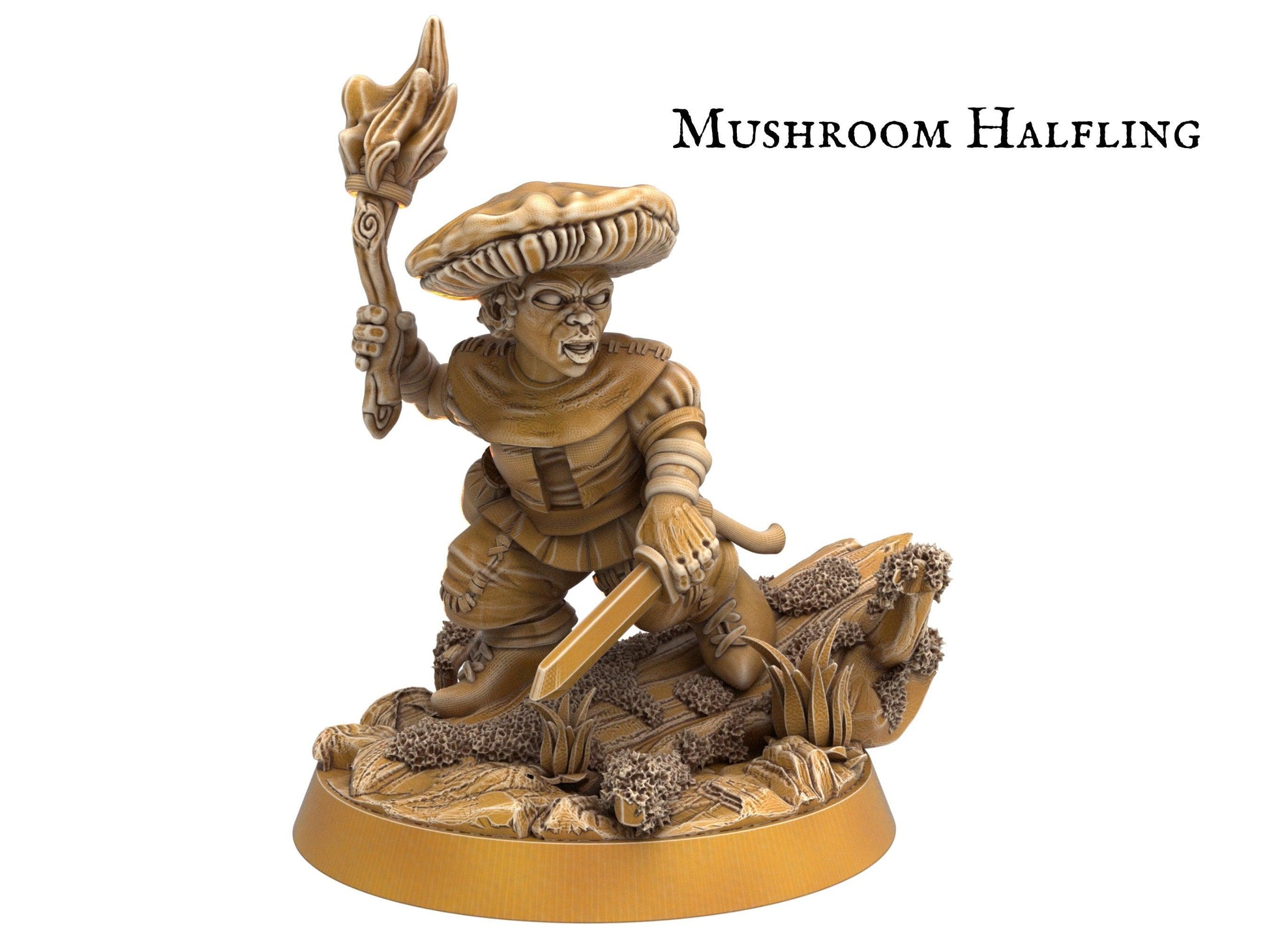 Female Halfling Miniature with mushroom hat - 9 Poses - 32mm scale Tabletop gaming DnD Miniature Dungeons and Dragons, wargaming dnd 5e - Plague Miniatures shop for DnD Miniatures