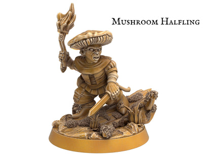 Female Halfling Miniature with mushroom hat - 9 Poses - 32mm scale Tabletop gaming DnD Miniature Dungeons and Dragons, wargaming dnd 5e - Plague Miniatures