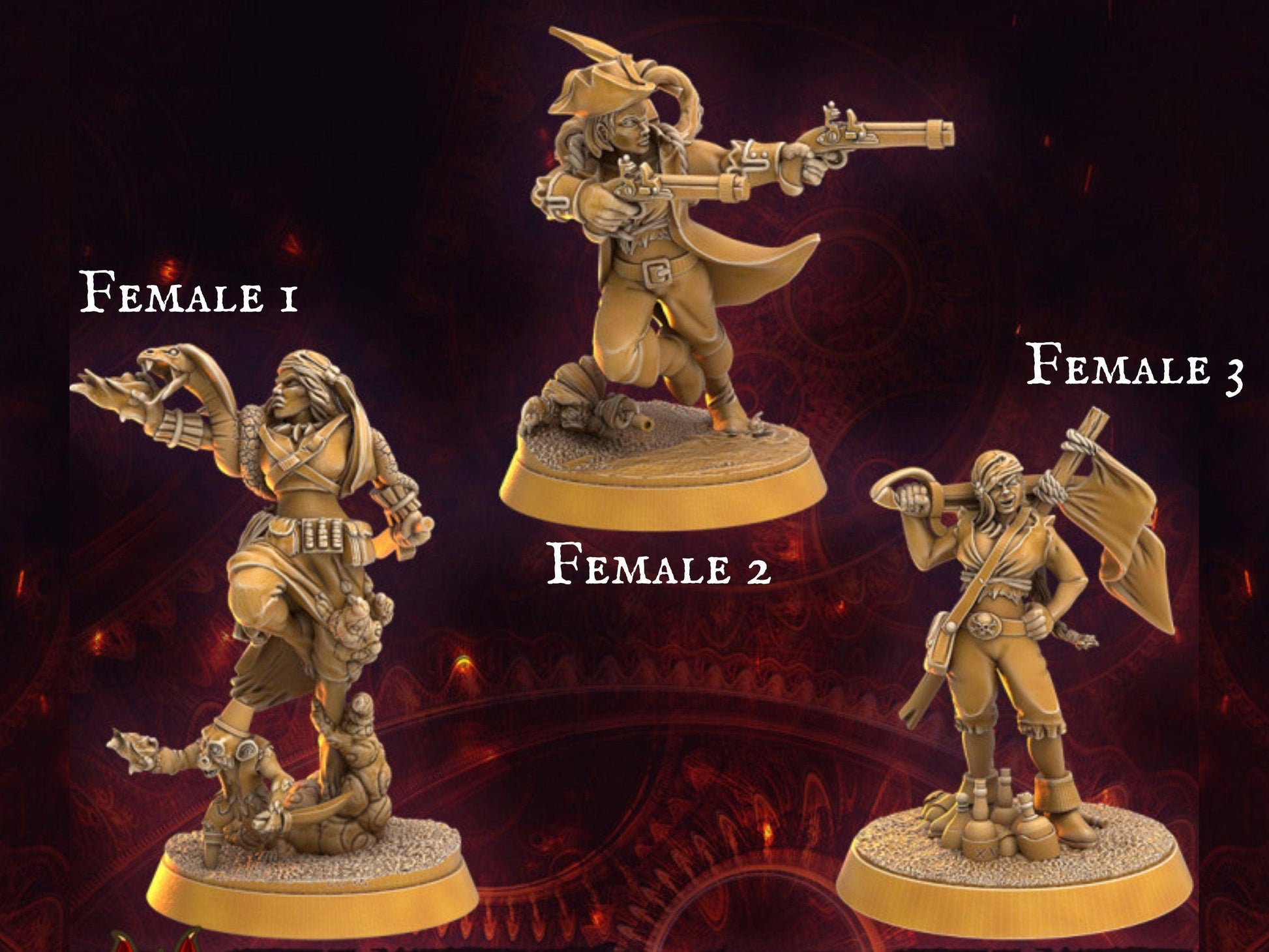 Female Human Pirate miniature - 32mm scale Tabletop gaming DnD Miniature Dungeons and Dragons, wargaming dnd pirate figurine - Plague Miniatures