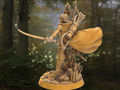 Female Ranger Miniature - Ashwen Fracsinian | Dragon's Forge 32mm Scale DnD 5e Tabletop Gaming DnD Miniature | Dungeons and Dragon archer - Plague Miniatures