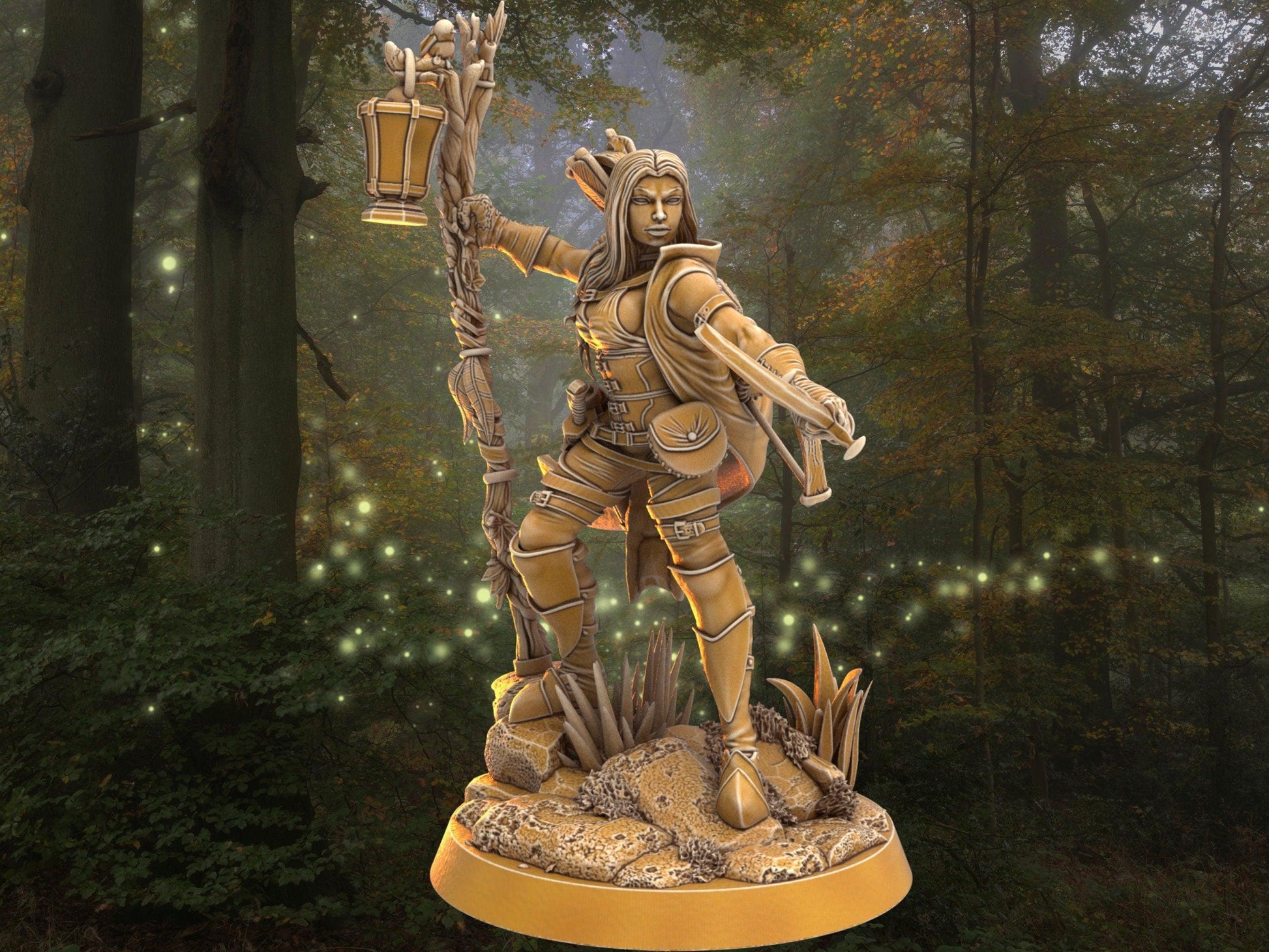 Female Ranger Miniature - Ashwen Fracsinian | Dragon's Forge 32mm Scale DnD 5e Tabletop Gaming DnD Miniature | Dungeons and Dragon archer - Plague Miniatures