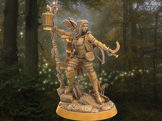 Female Ranger Miniature - Ashwen Fracsinian | Dragon's Forge 32mm Scale DnD 5e Tabletop Gaming DnD Miniature | Dungeons and Dragon archer - Plague Miniatures