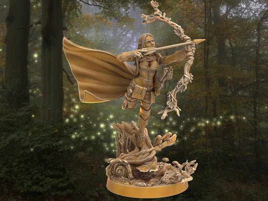 Female Ranger Miniature - Hazel Corylain | Dragon's Forge | 32mm Scale DnD 5e | Tabletop Gaming DnD Miniature | Dungeons and Dragon Archer - Plague Miniatures