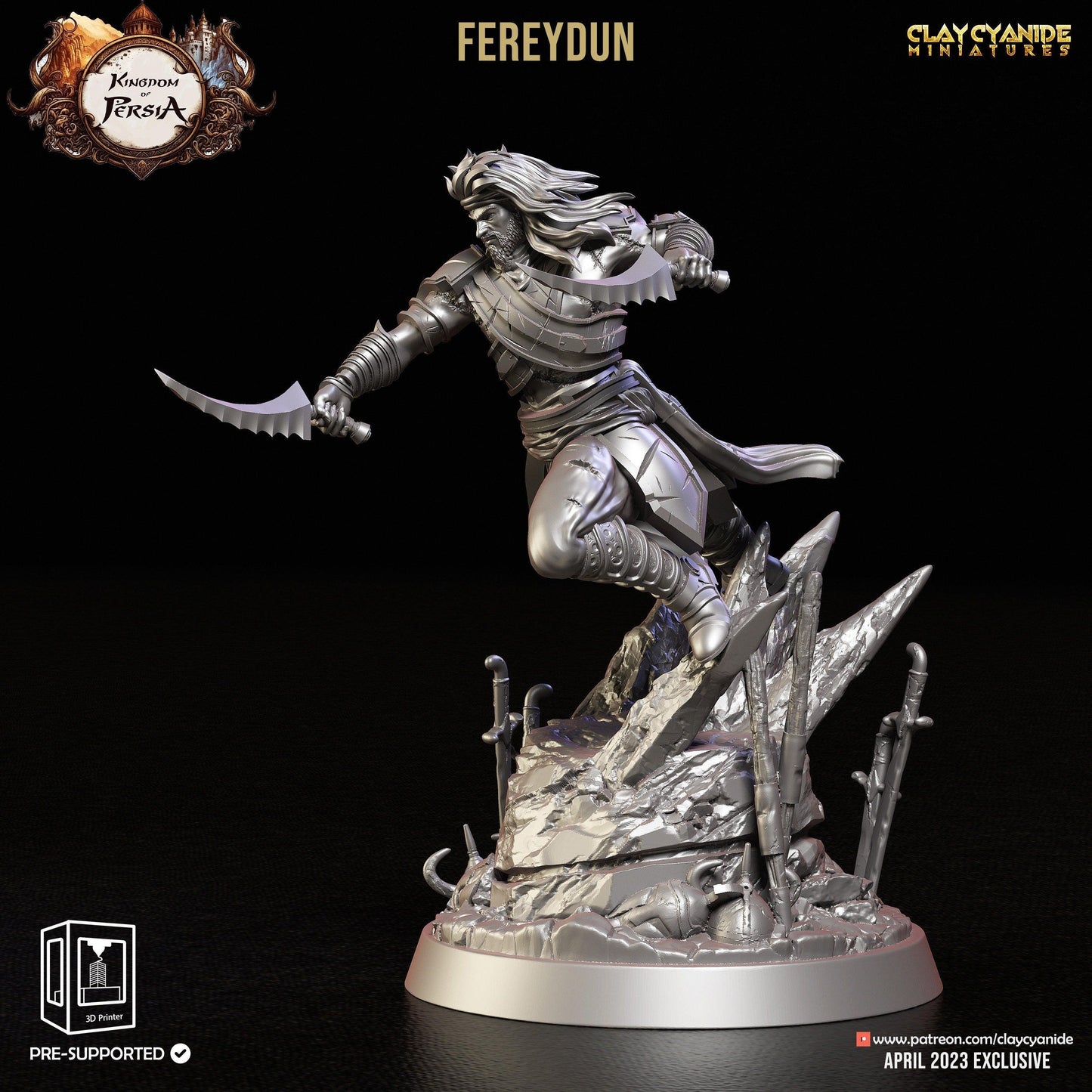 Fereydun Miniature | Legendary Iranian Hero for Tabletop Campaigns | 32mm Scale - Plague Miniatures
