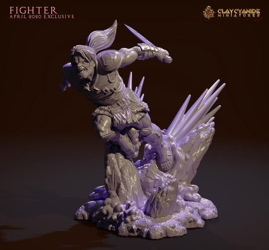 Fighter Miniature - Warrior Miniature | Dungeons and Dragons figurine | 32mm Scale - Plague Miniatures