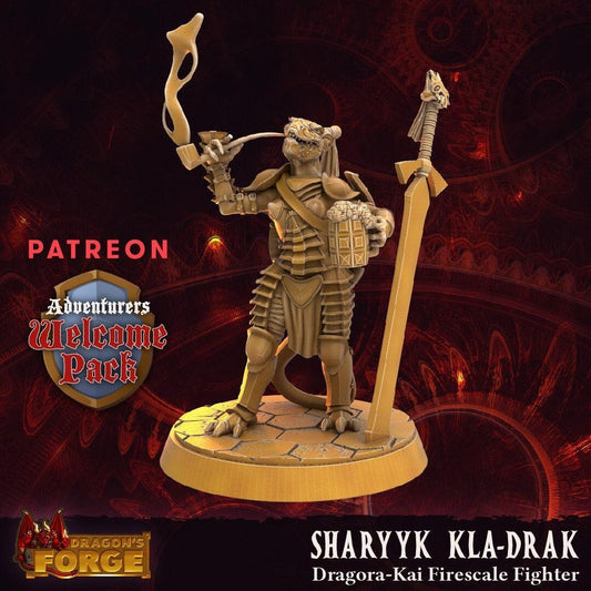 Firescale Fighter | Dragon's Forge | 32mm Scale | Dragonborn | Tabletop Gaming | DnD Miniature | Dungeons and dragons - Plague Miniatures