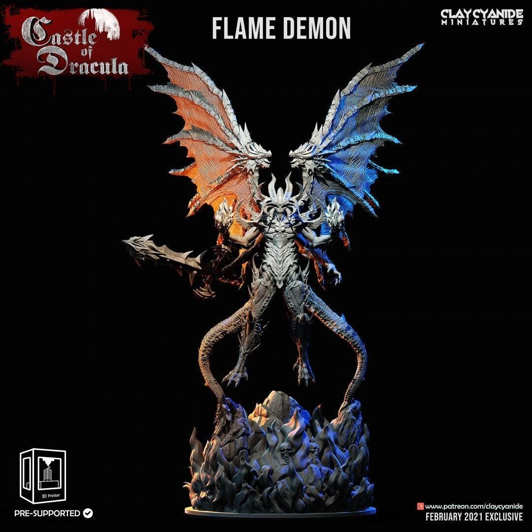 Flame Demon Miniature | DnD Miniature for Dungeons and Dragons 5e | 32mm Scale - Plague Miniatures shop for DnD Miniatures