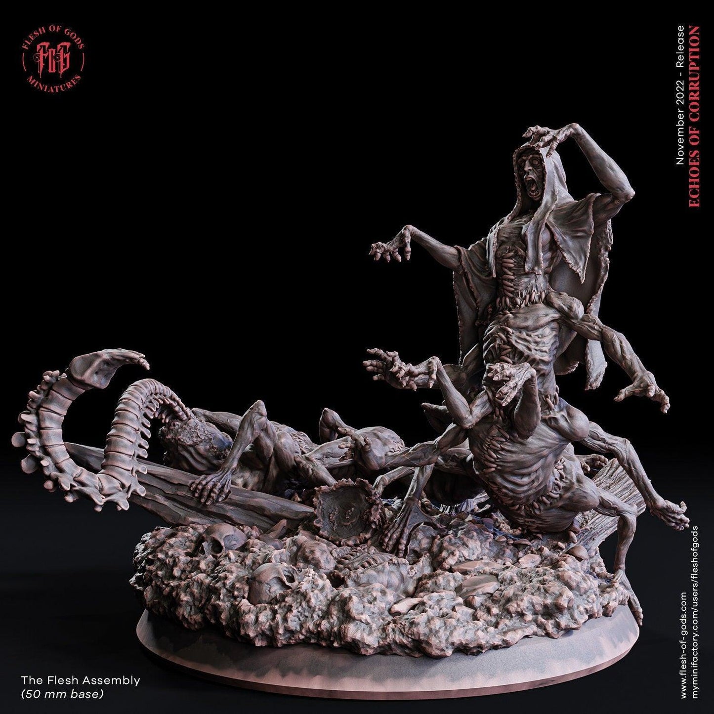 Flesh Assembly Miniature | Monstrous Creation for Dungeons and Dragons | 50mm Base - Plague Miniatures