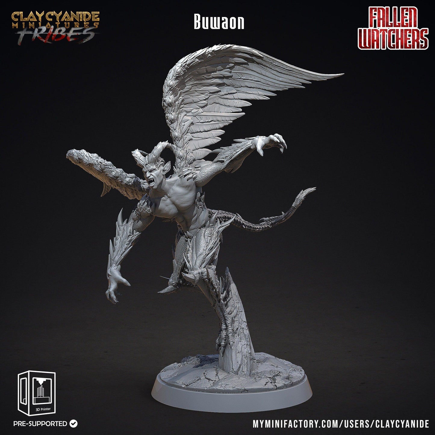 Flying Demon miniature | Buwaon Clay Cyanide | Fallen Watchers | DnD Miniature | Dungeons and Dragons, DnD 5e male succubus incubus - Plague Miniatures shop for DnD Miniatures