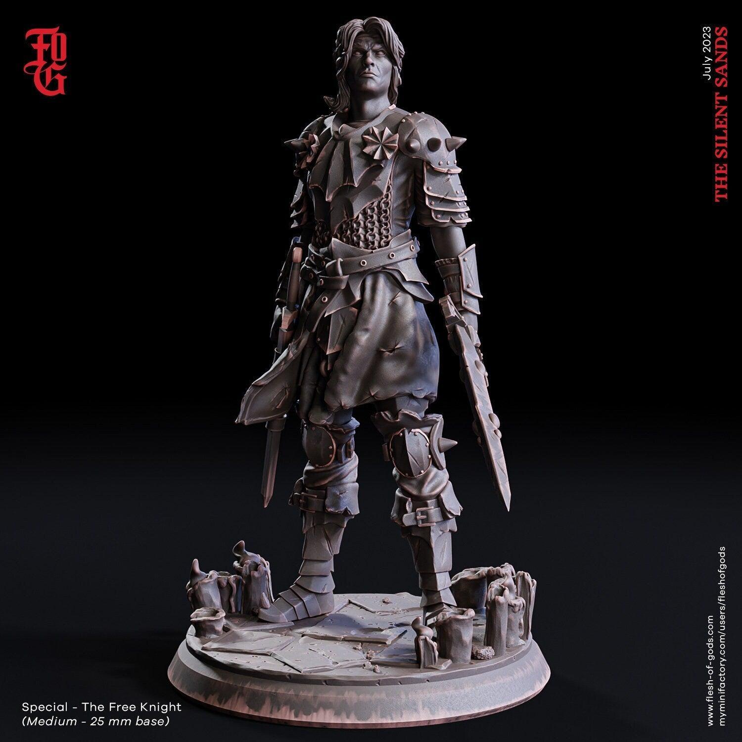 Free Knight Miniature | Desert Sandborn Knight in DnD | 32mm Scale - Plague Miniatures