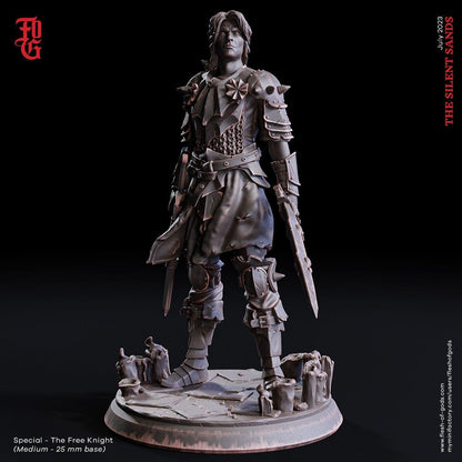 Free Knight Miniature | Desert Sandborn Knight in DnD | 32mm Scale - Plague Miniatures