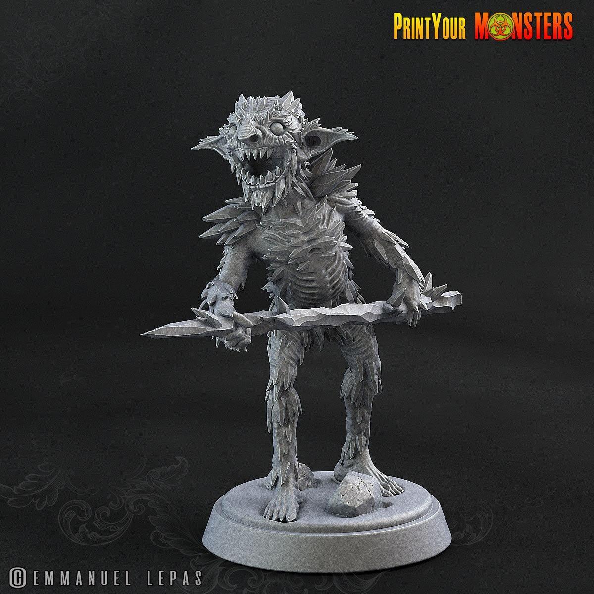 Frozen Lance Goblin Warrior Miniature | Icy Guardian for Everfrost Quests - Plague Miniatures