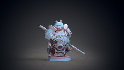 Ga-Ga Pandafolk Miniature | Lively Warrior Pandaren Adventurer for D&D Tabletop RPGs - Plague Miniatures