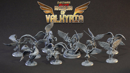 Geiravor Winged Valkyrie Miniature | Radiant Warrior of the Heavens | 32mm Scale - Plague Miniatures