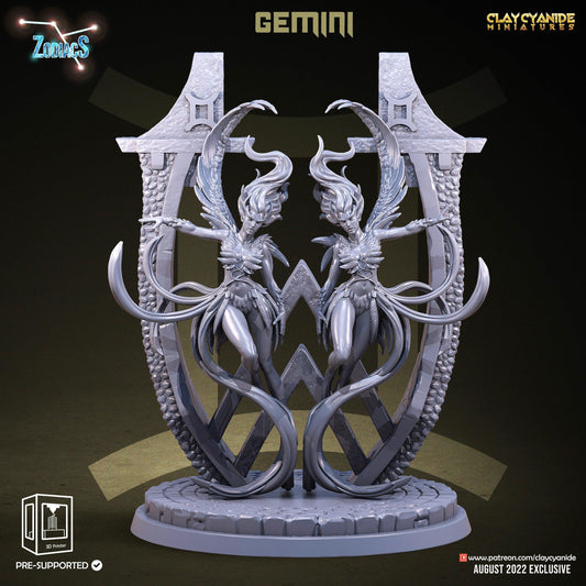 Gemini Zodiac Miniature | Dual Energy for Tabletop Adventures | 32mm Scale - Plague Miniatures
