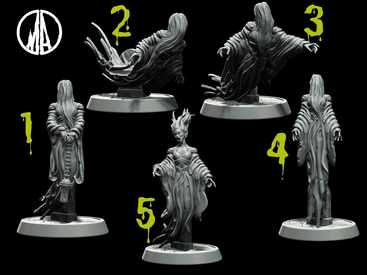 Ghost miniature Skeleton miniature Banshee Miniature - 5 Poses - 28mm scale Tabletop gaming DnD Miniature Dungeons and Dragons dnd 5e - Plague Miniatures