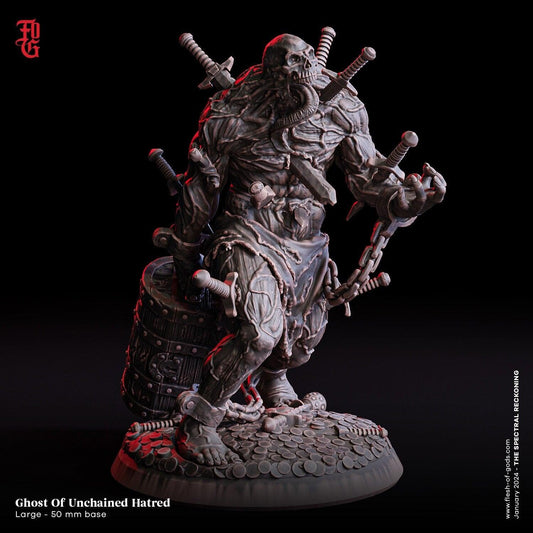 Ghost of Unchained Hatred Miniature | Undead Ethereal Horror | 50mm Base - Plague Miniatures