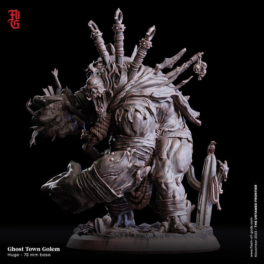 Ghost Town Golem Miniature | Huge Undead Construct for Dungeons and Dragons | 75mm Base - Plague Miniatures shop for DnD Miniatures