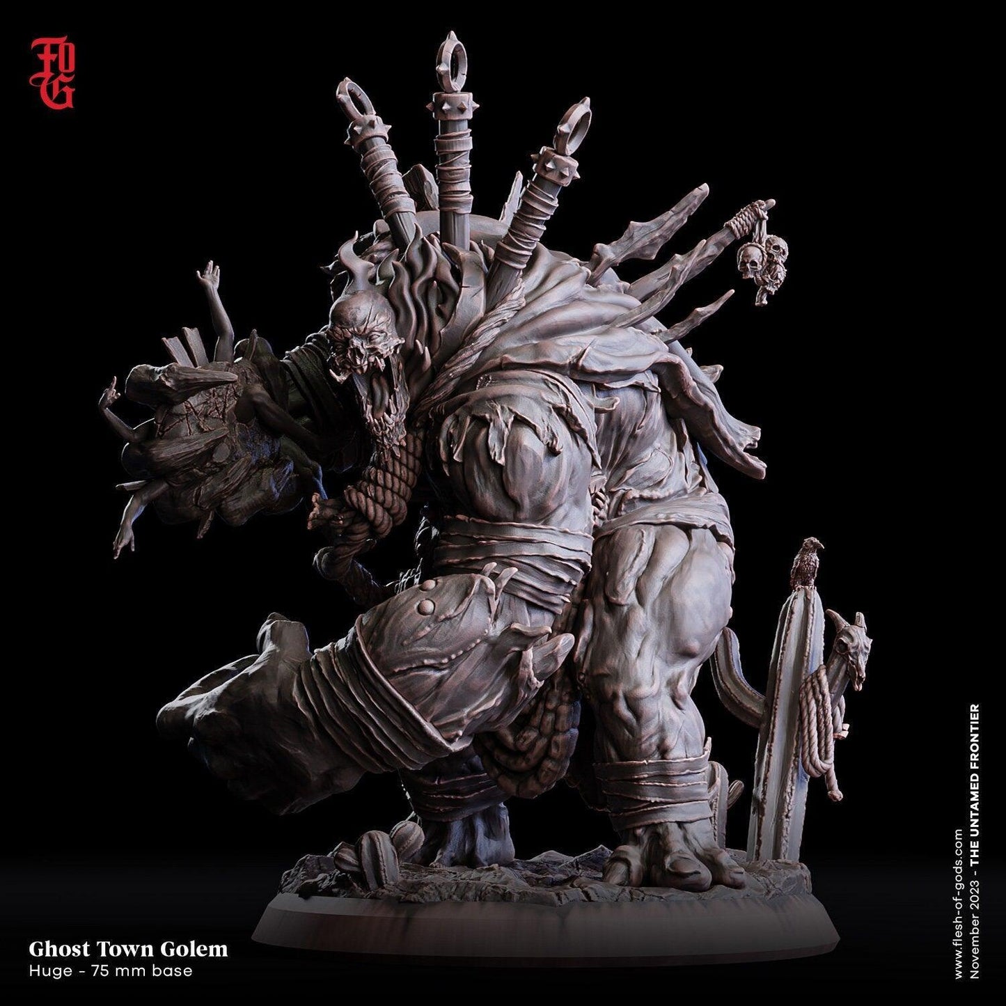 Ghost Town Golem Miniature | Huge Undead Construct for Dungeons and Dragons | 75mm Base - Plague Miniatures