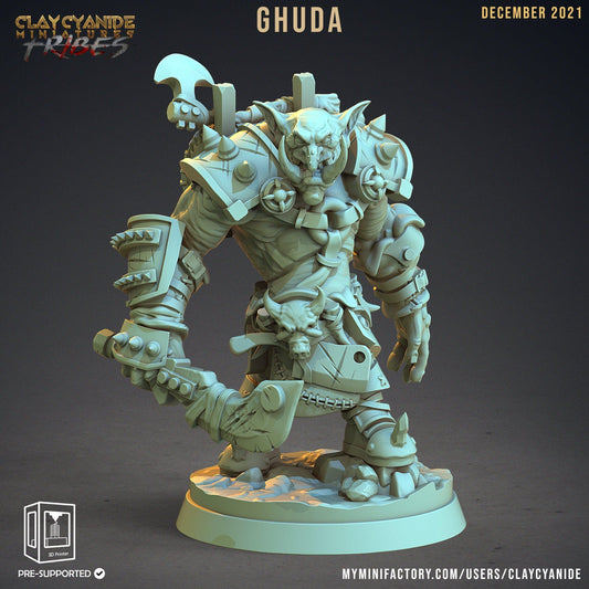 Ghuda, the War Troll Brute Miniature | DnD Monster Miniatures | 32mm Scale - Plague Miniatures