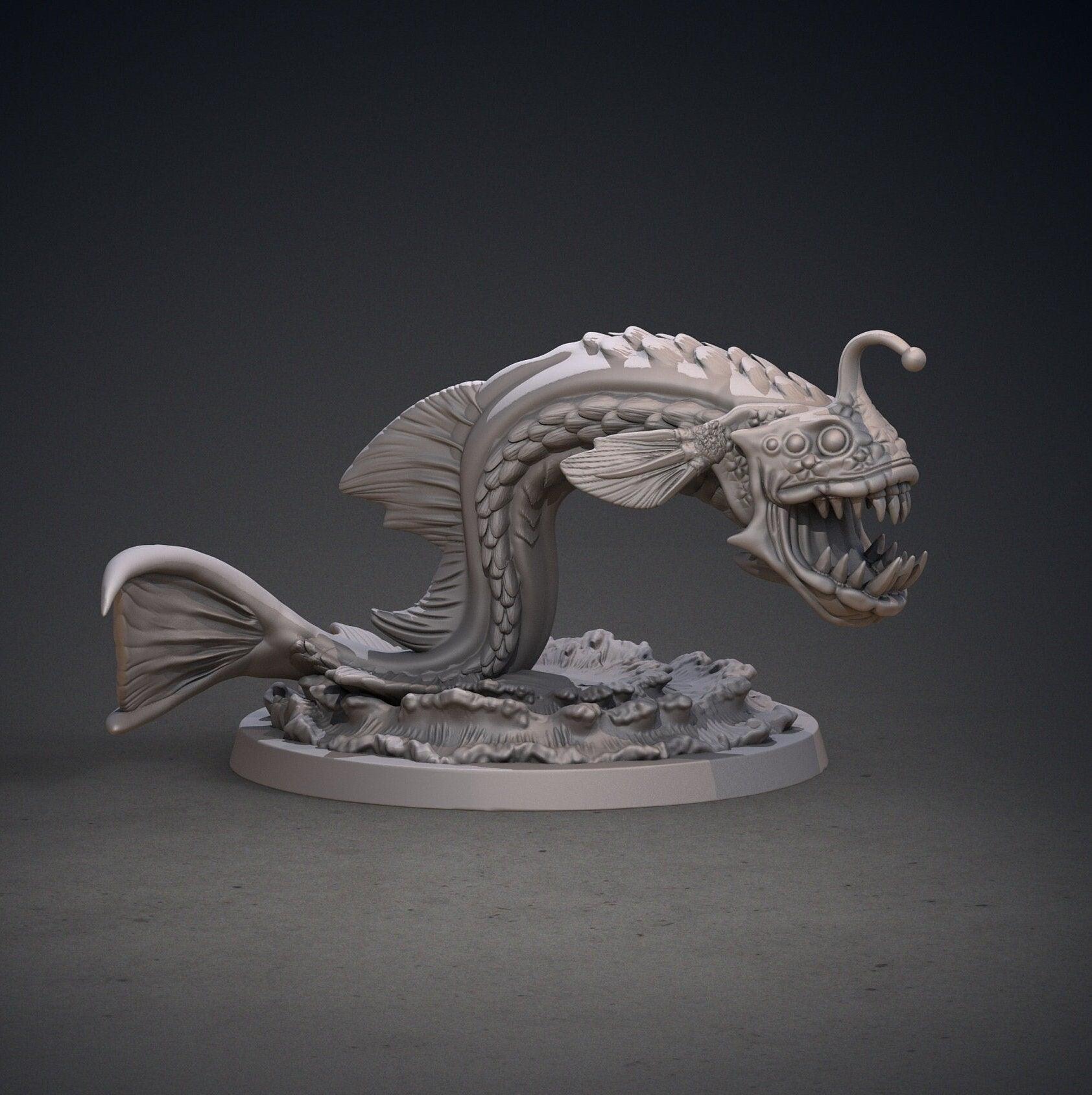 Giant Anglerfish Miniature | Aquatic Monster Miniature for DnD | 32mm Scale - Plague Miniatures