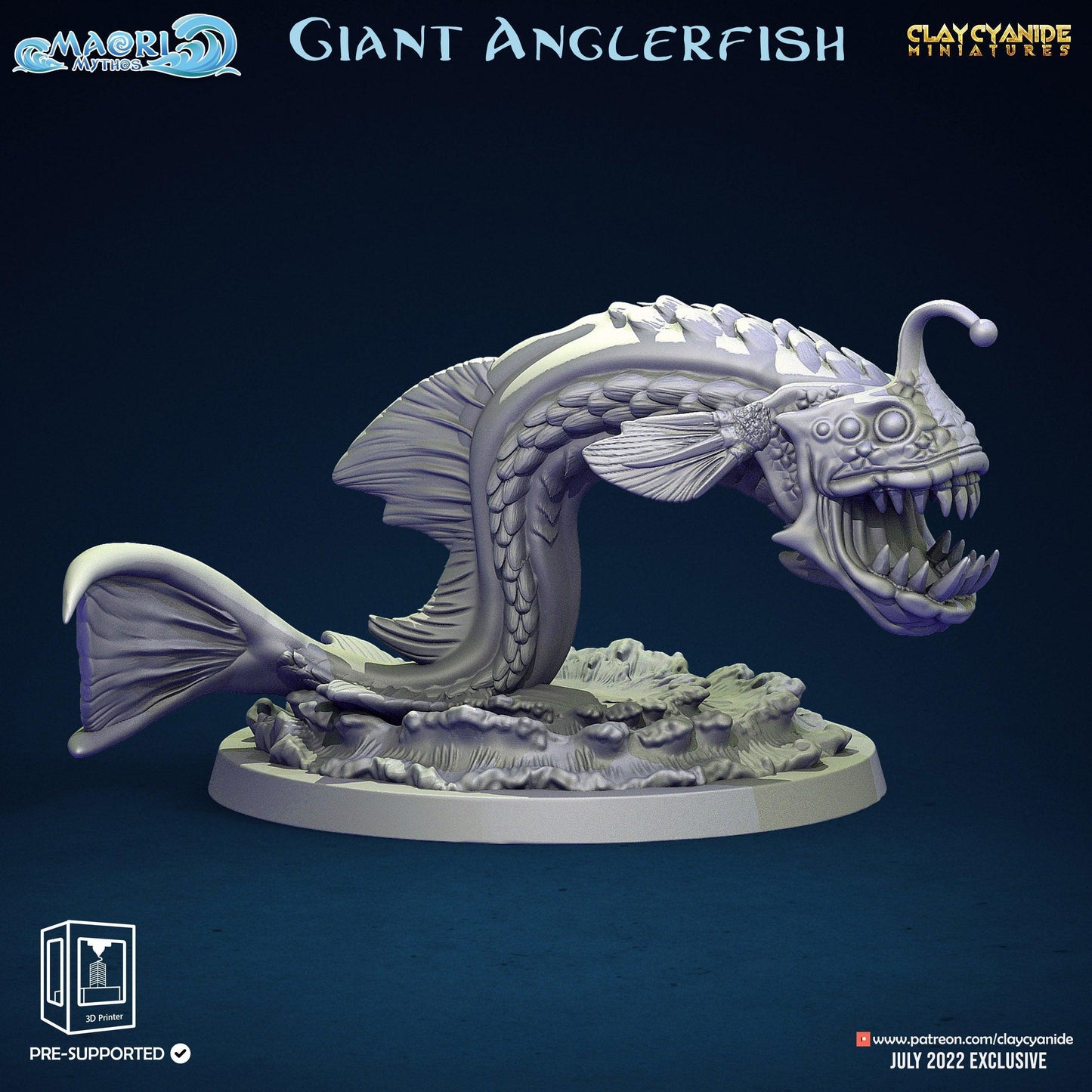 Giant Anglerfish Miniature | Aquatic Monster Miniature for DnD | 32mm Scale - Plague Miniatures