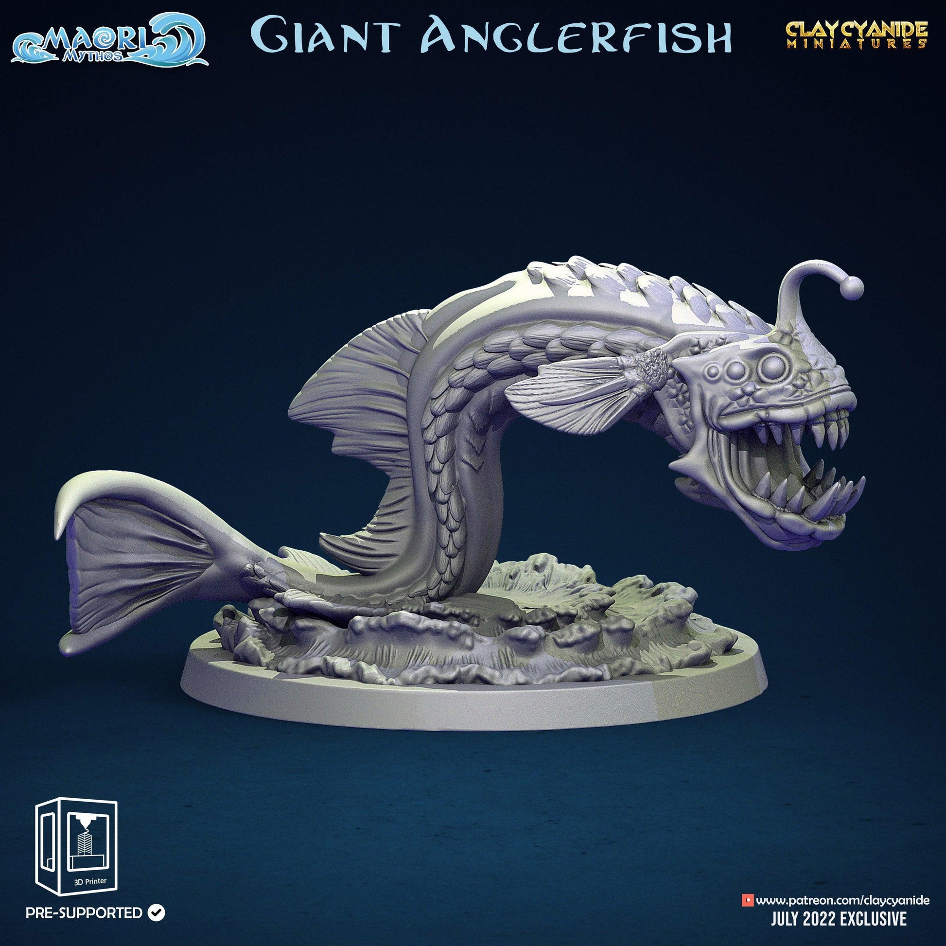 Giant Anglerfish Miniature | Aquatic Monster Miniature for DnD | 32mm Scale - Plague Miniatures
