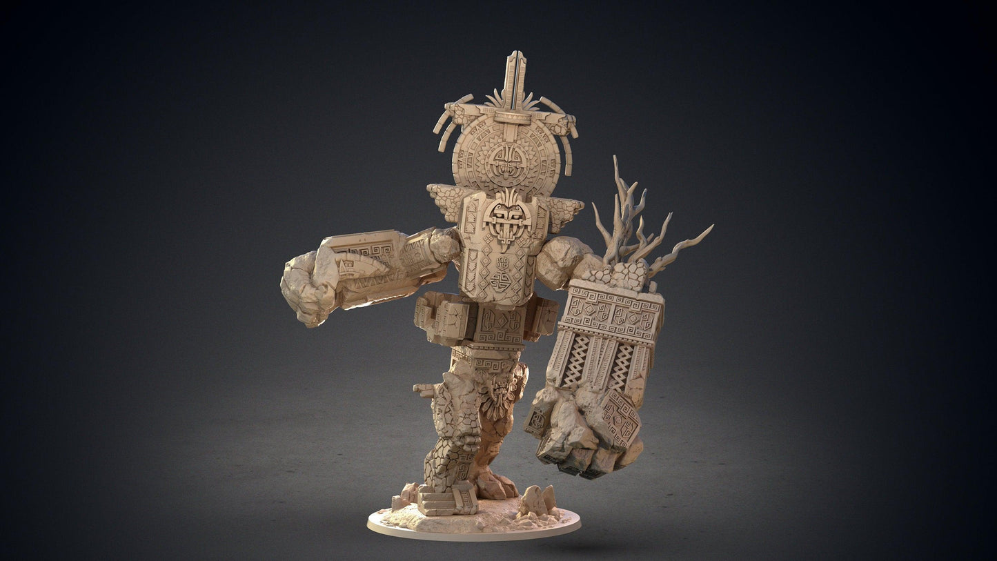 Giant Aztec Golem Figure | Mayan themed Miniature for DnD | 32mm Scale - Plague Miniatures