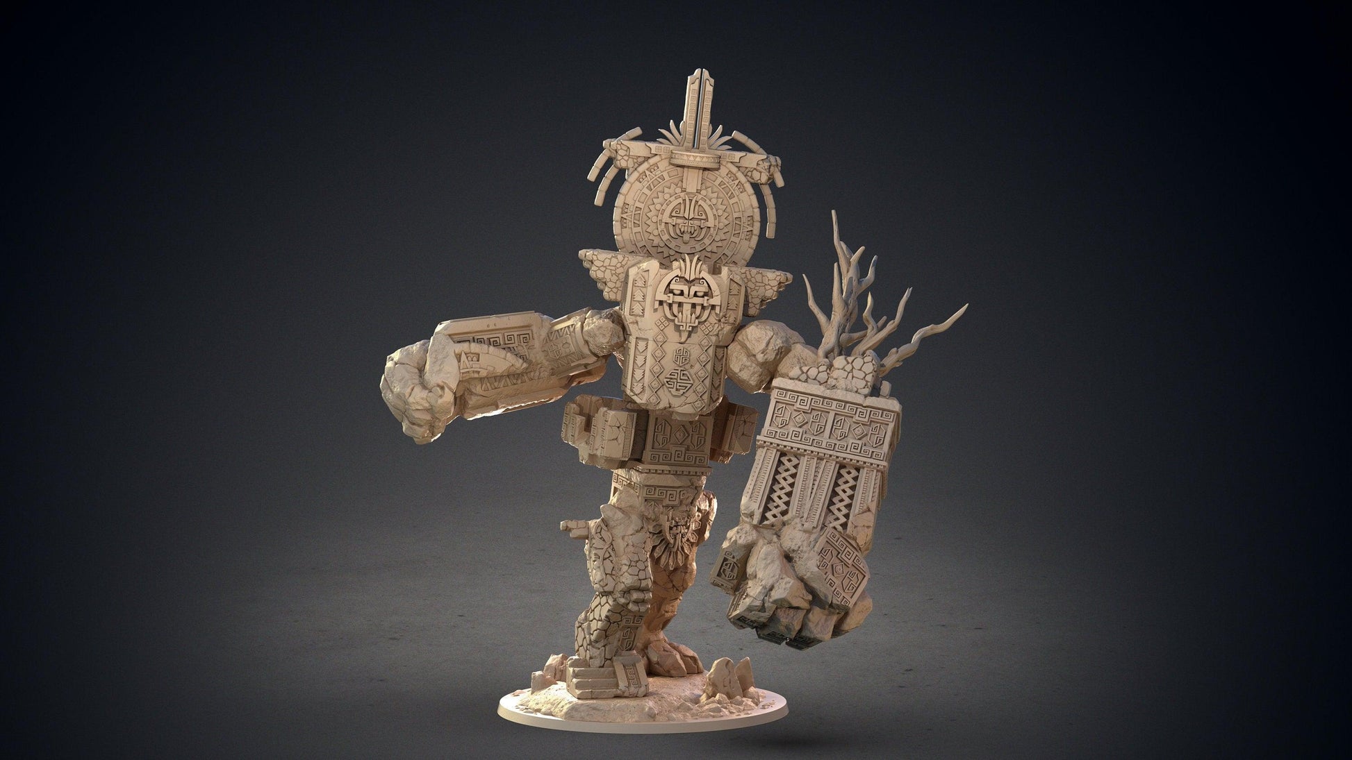 Giant Aztec Golem Figure | Mayan themed Miniature for DnD | 32mm Scale - Plague Miniatures