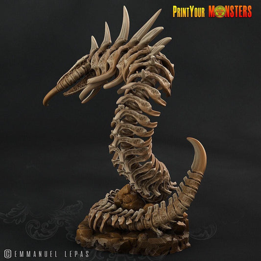 Giant Bone Serpent Miniature | Undead Serpent DnD Figurine - Plague Miniatures