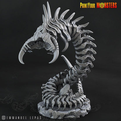 Giant Bone Serpent Miniature | Undead Serpent DnD Figurine - Plague Miniatures