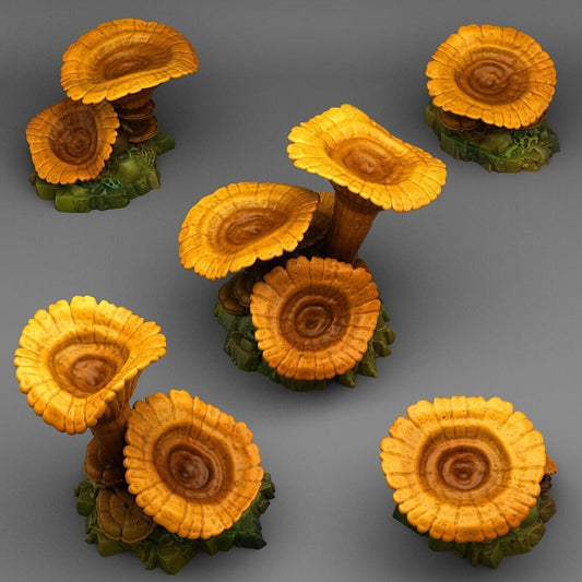 Giant Orange Mushroom Miniatures | Plant Wargaming Terrain Set | 28mm or 32mm Scale - Plague Miniatures