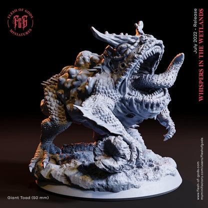 Giant Toad Miniature | Monstrous Amphibian for Dungeons and Dragons | 50mm Base - Plague Miniatures