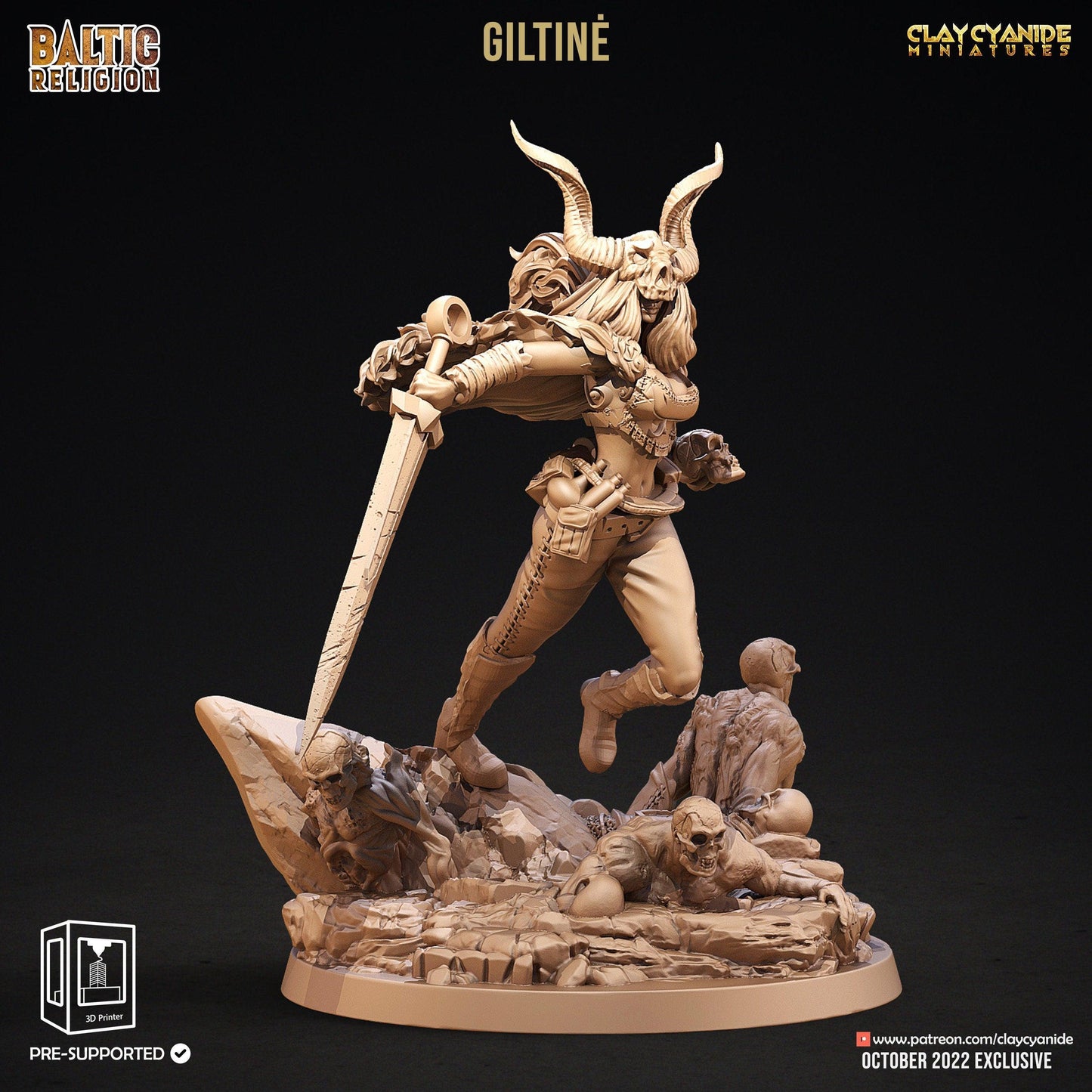 Giltine Death Goddess Miniature | Morbid Elegance for Tabletop Adventures | 32mm Scale - Plague Miniatures