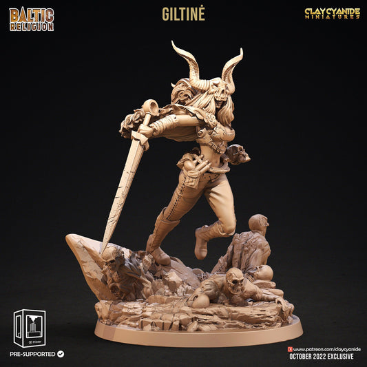 Giltine Death Goddess Miniature | Morbid Elegance for Tabletop Adventures | 32mm Scale - Plague Miniatures