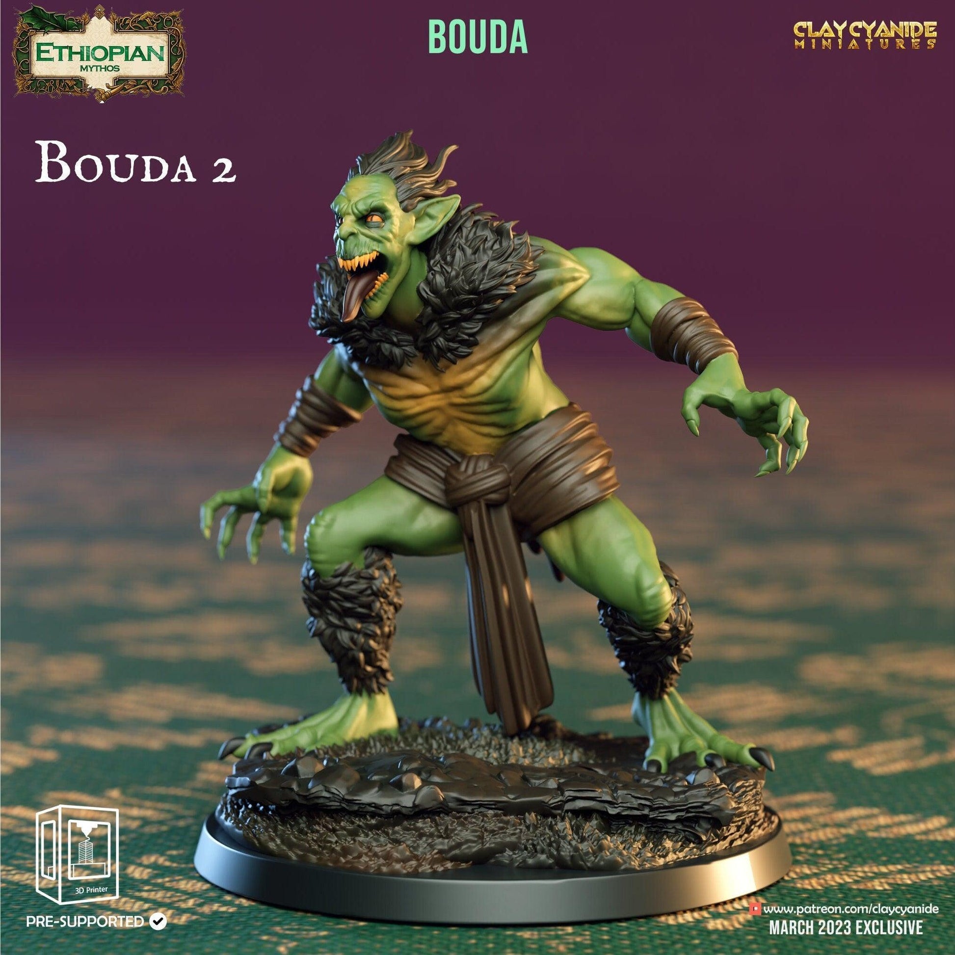 Goblinoid Miniature | Ethiopian Bouda Figurine | 32mm Scale - Plague Miniatures