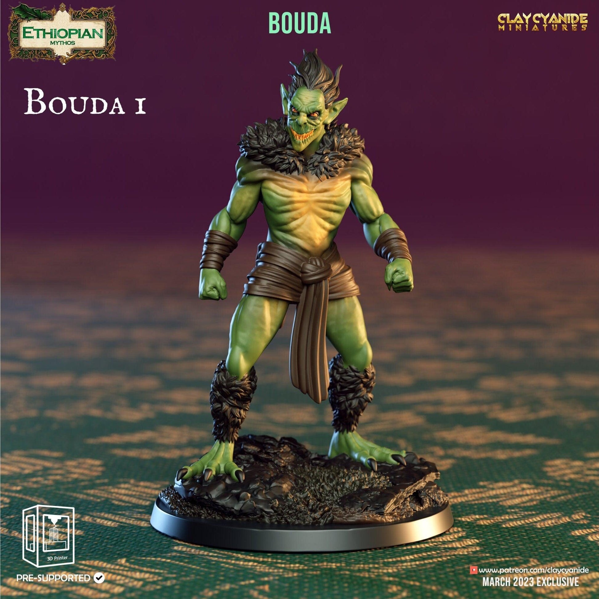 Ethiopian Mythology Bouda Miniature for DnD 5e - Goblin Creature (40-50mm) 32mm Scale - Plague Miniatures shop for DnD Miniatures