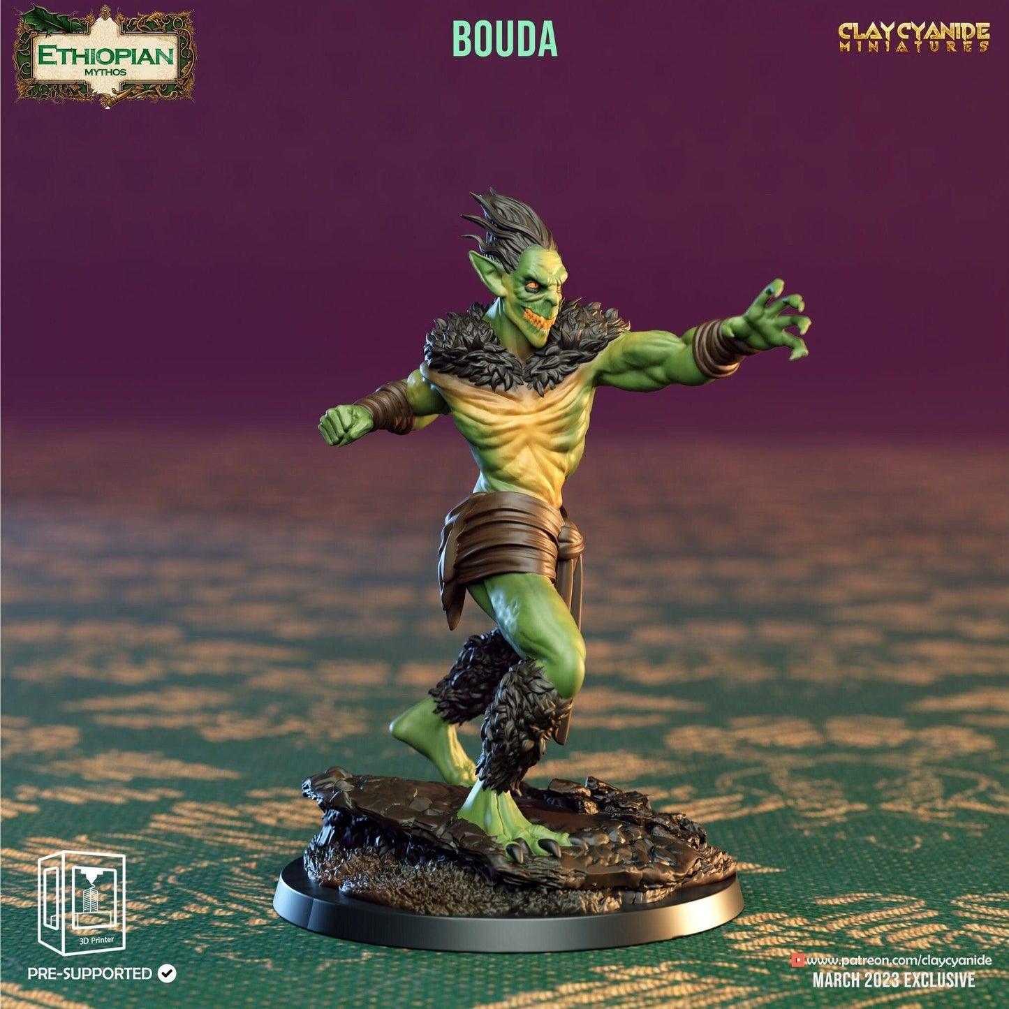 Goblinoid Miniature | Ethiopian Bouda Figurine | 32mm Scale - Plague Miniatures