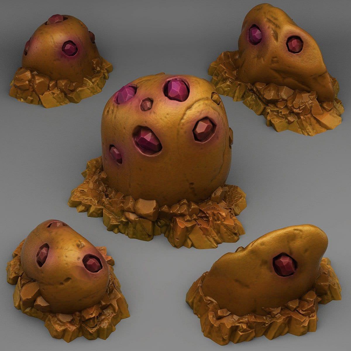 Gold Gemstone Miniature Set | Wargaming Terrain | 28mm or 32mm Scale - Plague Miniatures