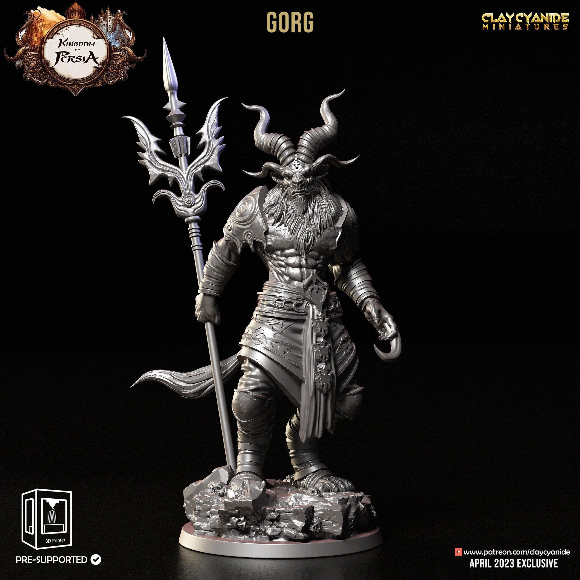 Gorg Trident Demon Miniature | Malevolent Warrior for Tabletop Adventures | 32mm Scale - Plague Miniatures