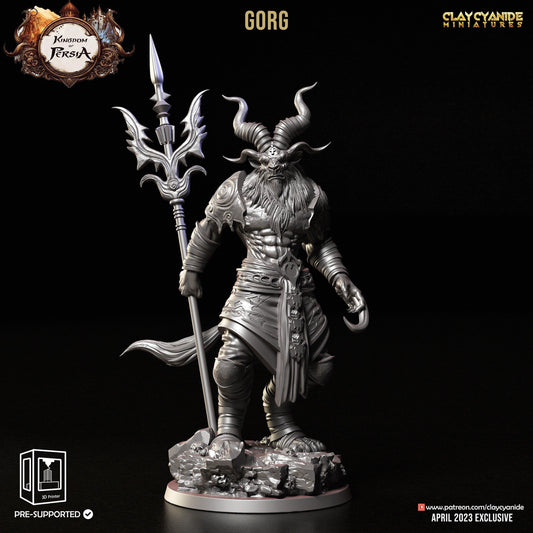 Gorg Trident Demon Miniature | Malevolent Warrior for Tabletop Adventures | 32mm Scale - Plague Miniatures