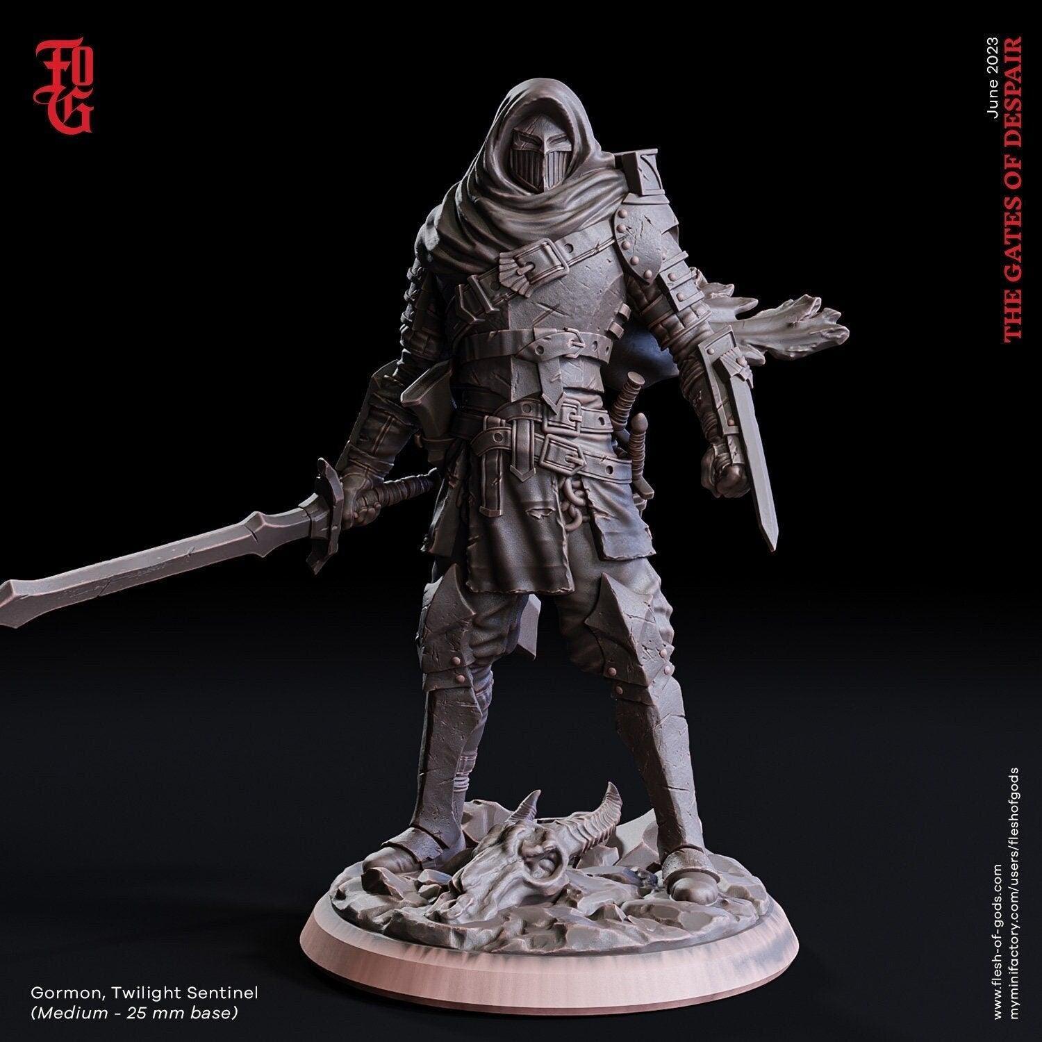 Gormon Twilight Sentinel Miniature | Rogue Fighter Figure | 32mm or 75mm Scale - Plague Miniatures