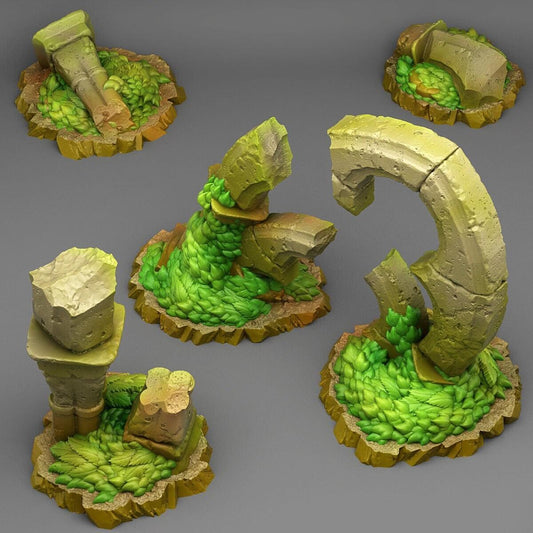Gothic Ruin Miniatures | Wargaming Terrain Set | 28mm or 32mm Scale - Plague Miniatures