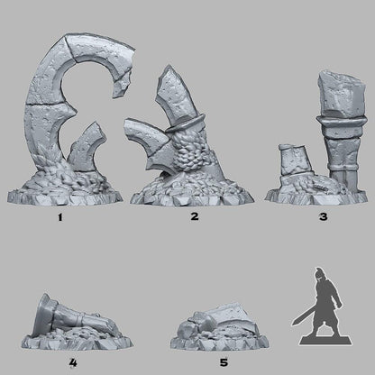 Gothic Ruin Miniatures | Wargaming Terrain Set | 28mm or 32mm Scale - Plague Miniatures