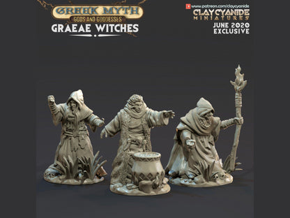 Graeae Witches | Clay Cyanide | Greek Myth | 3 Types | Tabletop Gaming | DnD Miniature | Dungeons and Dragons DnD 5e - Plague Miniatures shop for DnD Miniatures