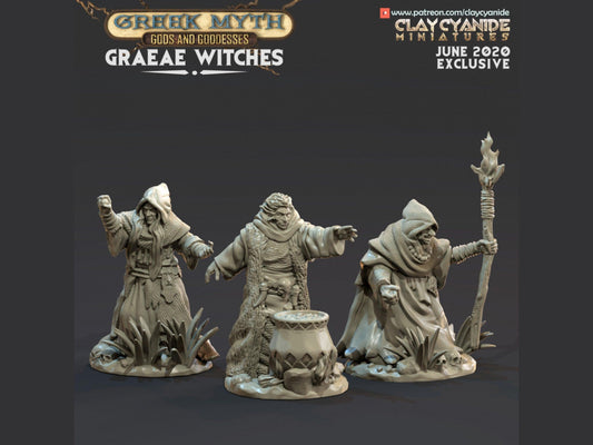 Graeae Witches Miniature | Enchanting Trio from Greek Mythology | 32mm Scale - Plague Miniatures