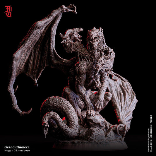 Grand Chimera Miniature | Huge Aberration Monstrosity | 75mm Base - Plague Miniatures