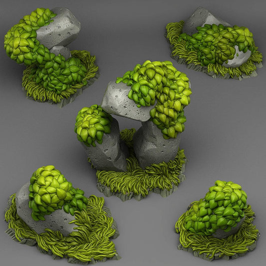 Grassy Rocks Miniatures | Forest Wargaming Terrain | 28mm or 32mm Scale - Plague Miniatures