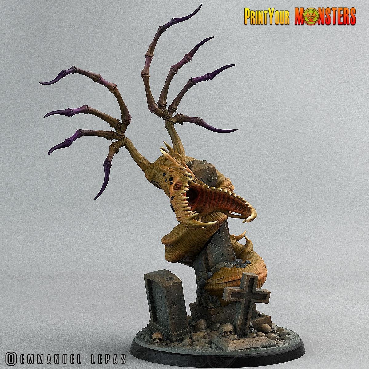Graveyard Dragon Miniature | Halloween DnD Monster Decor | 75mm Base - Plague Miniatures