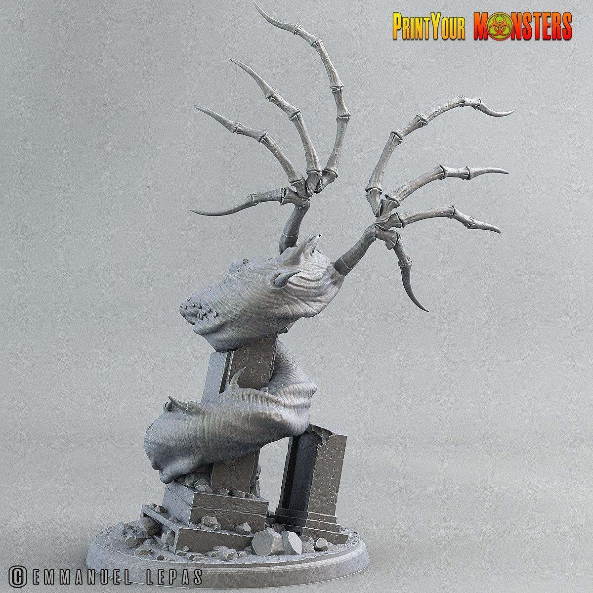 Graveyard Dragon Miniature | Halloween DnD Monster Decor | 75mm Base - Plague Miniatures